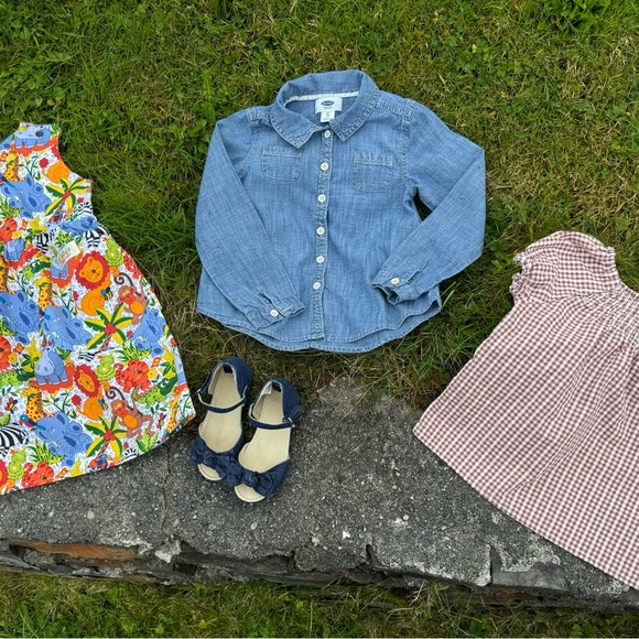 Vintage Toddler Dress, Denim Shirt, Shoes and Checked Shirt - Picture 3 of 11